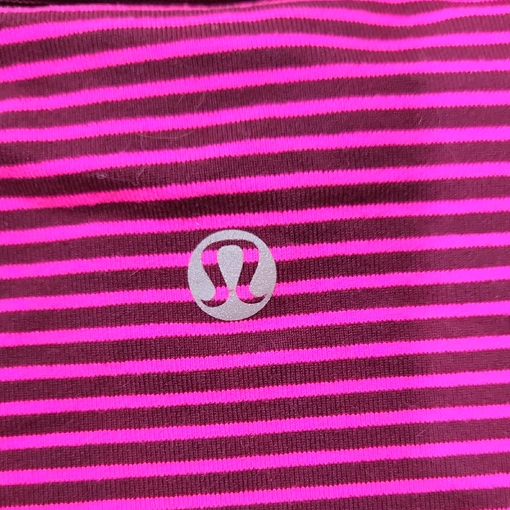 Lulukemon Pink and Burgandy Striped Women's Workout Tank - Picture 3 of 3